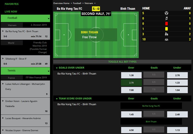 Example of a live match