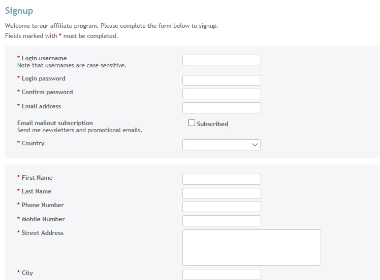 First section of MrXbet’s affiliate application form